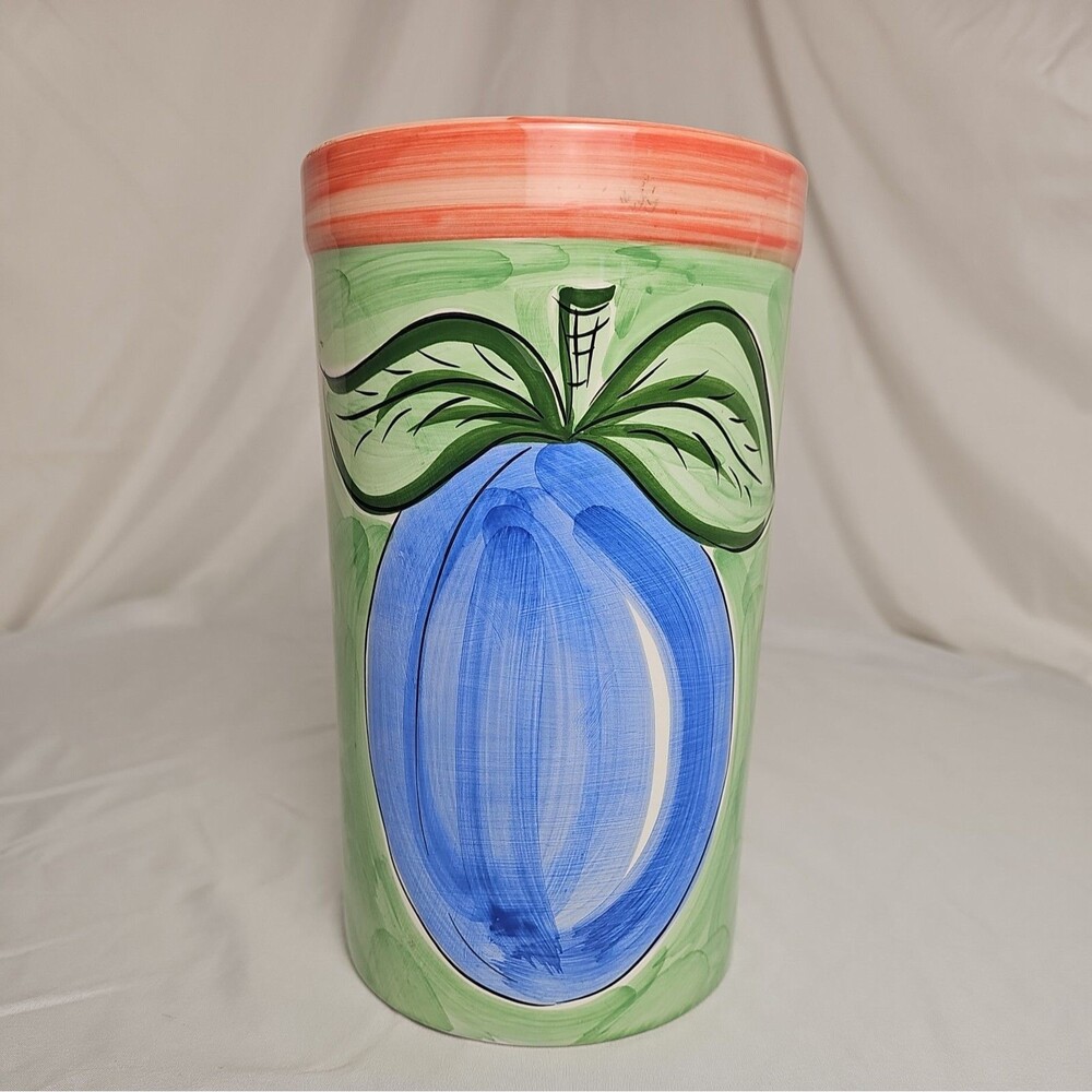Zrike porcelain wine canister vase green with blue grape used good condition